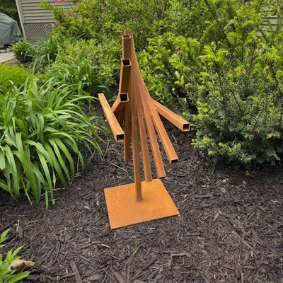 Alternate image for Geometric Outdoor Sculpture | 30 Rusted Steel Garden Art | Eclipse