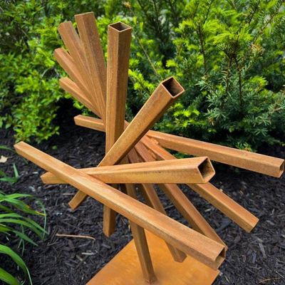 Alternate image for Geometric Outdoor Sculpture | 30 Rusted Steel Garden Art | Eclipse