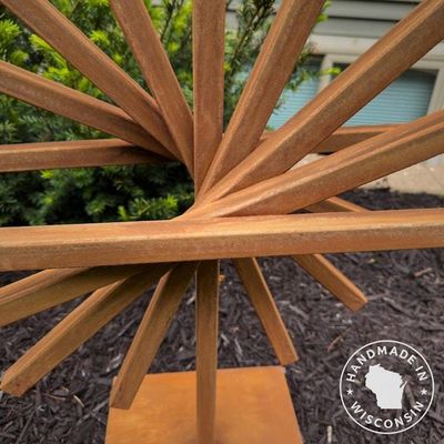 Alternate image for Geometric Outdoor Sculpture | 30 Rusted Steel Garden Art | Eclipse