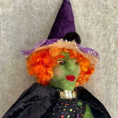 Alternate image for Witch Art Doll – Handmade Halloween Decor, handmade textile witch, meet Myrtle Tanglefoot