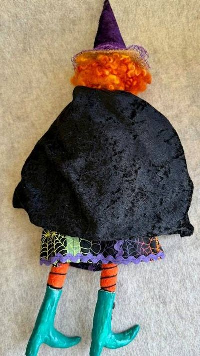 Alternate image for Witch Art Doll – Handmade Halloween Decor, handmade textile witch, meet Myrtle Tanglefoot