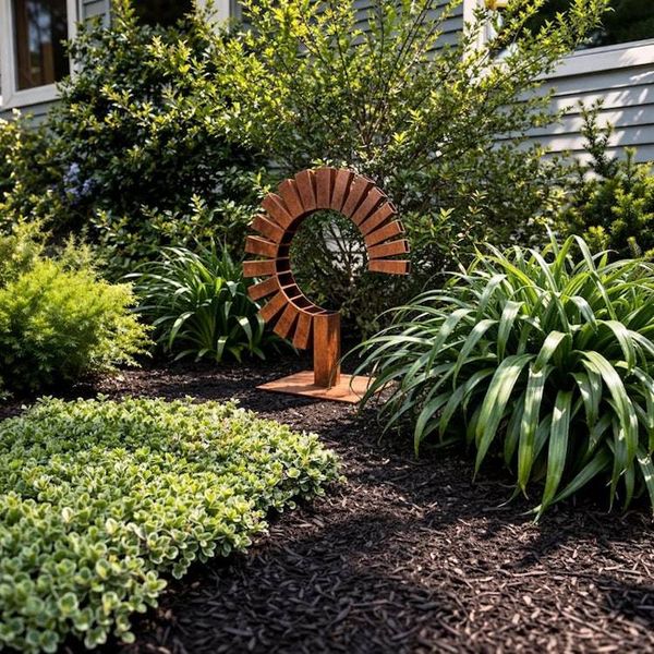 Alternate image for Abstract Steel Yard Sculpture | 30 Curved Rusted Metal Art | Arc