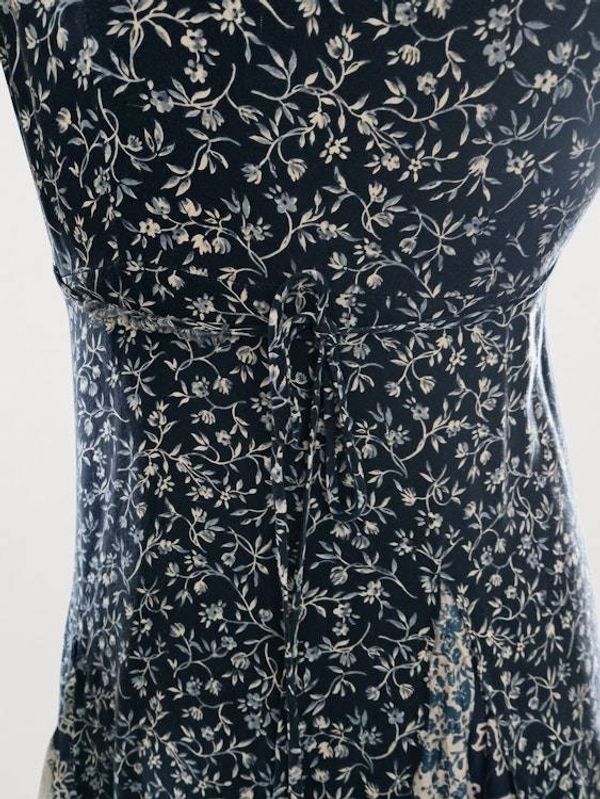 Alternate image for Navy Blue Bandana Print Sleeveless Handkerchief Hem Maxi Dress
