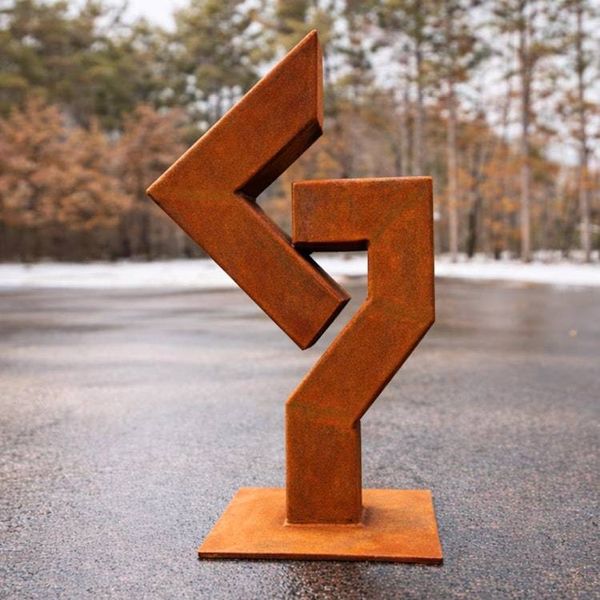 Alternate image for Architectural Metal Garden Sculpture | 30 Angular Rusted Steel Art | Fracture