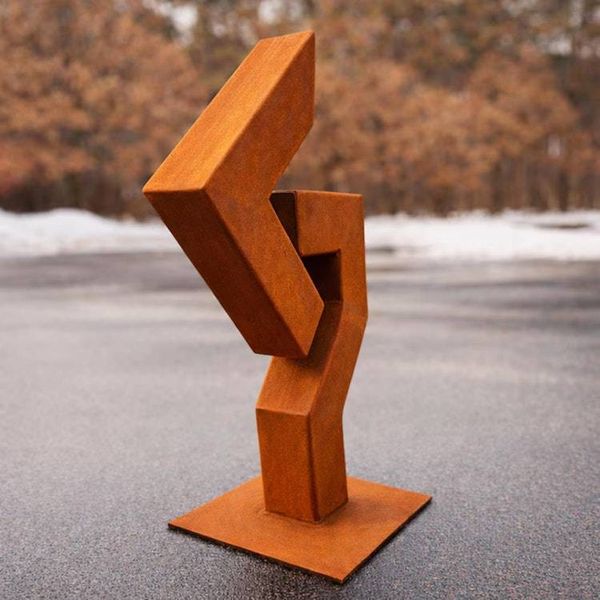 Alternate image for Architectural Metal Garden Sculpture | 30 Angular Rusted Steel Art | Fracture