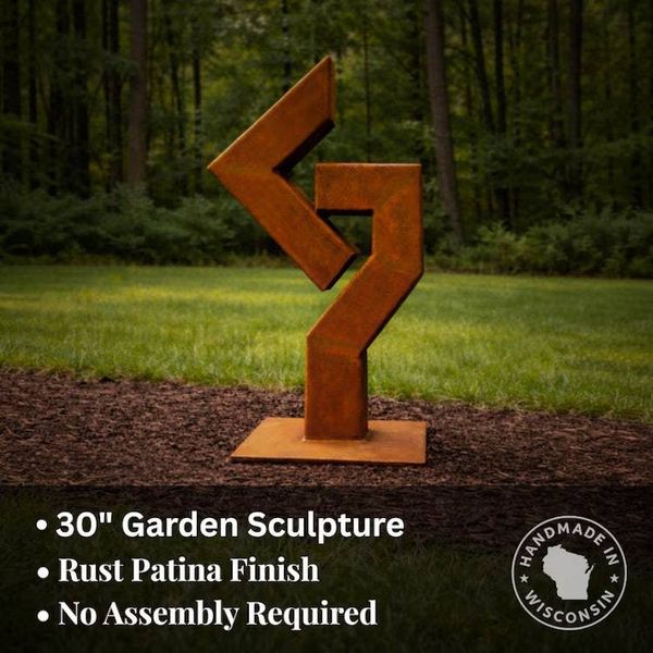 Alternate image for Architectural Metal Garden Sculpture | 30 Angular Rusted Steel Art | Fracture