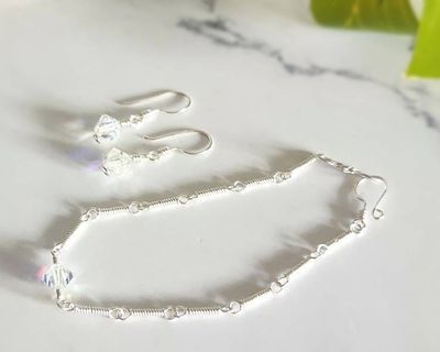 Alternate image for Vintage Crystal Sterling Silver Jewelry Set