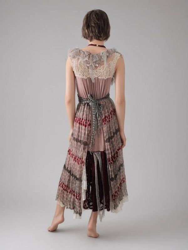 Alternate image for Handcrafted Bohemian lace and mesh midi dress with unique details