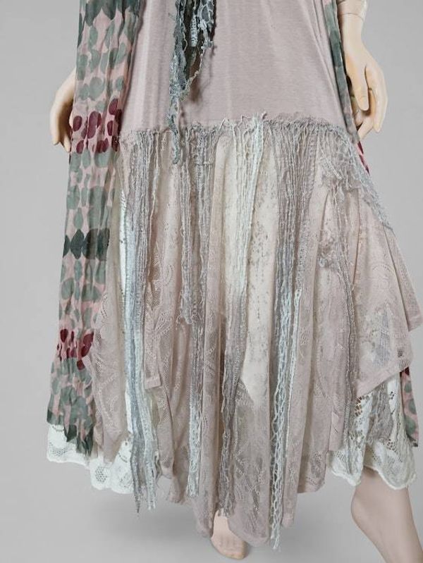 Alternate image for Handcrafted Bohemian lace and mesh midi dress with unique details