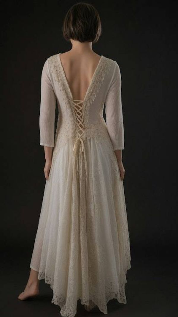 Alternate image for Vintage-Inspired layered lace and crochet maxi dress with lace-up back detail