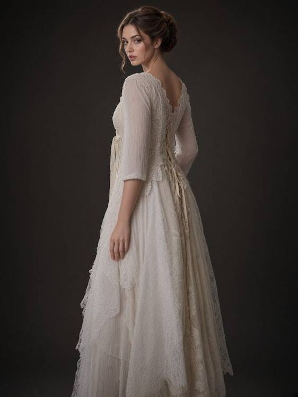 Alternate image for Vintage-Inspired layered lace and crochet maxi dress with lace-up back detail