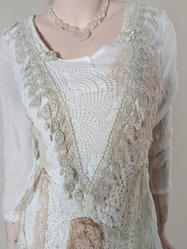 Alternate image for Vintage-Inspired layered lace and crochet maxi dress with lace-up back detail