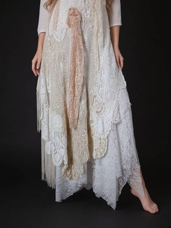 Alternate image for Vintage-Inspired layered lace and crochet maxi dress with lace-up back detail