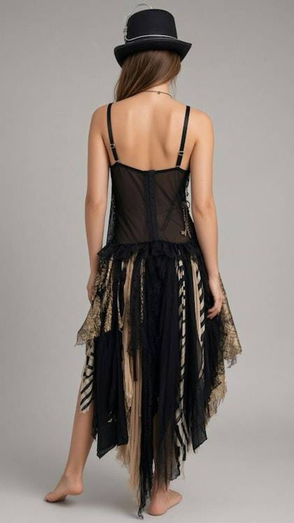 Alternate image for Steampunk Victorian Gothic corset costume with tattered skirt
