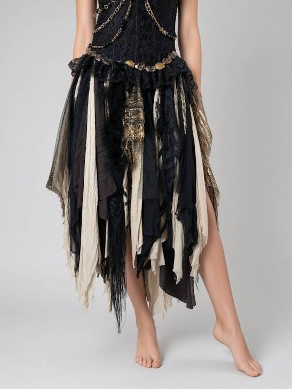 Alternate image for Steampunk Victorian Gothic corset costume with tattered skirt