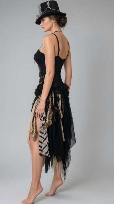 Alternate image for Steampunk Victorian Gothic corset costume with tattered skirt