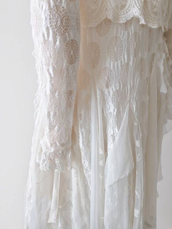 Alternate image for Romantic, Bohemian, cream lace two-piece dress and jacket.