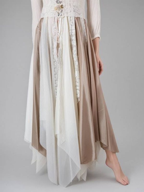 Alternate image for Victorian inspired lace overlay and maxi dress with long sleeves in champagne