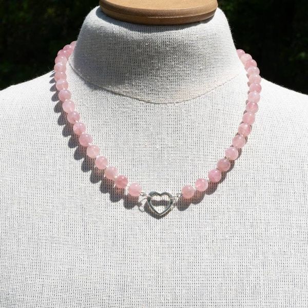 Alternate image for Hand Knotted Rare Mauve Pink Madagascar Natural Rose Quartz