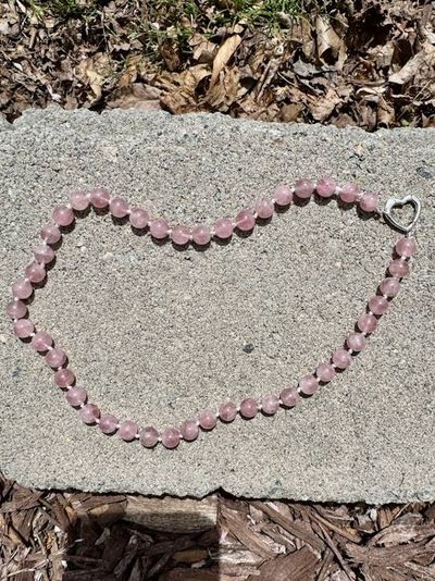 Alternate image for Hand Knotted Rare Mauve Pink Madagascar Natural Rose Quartz