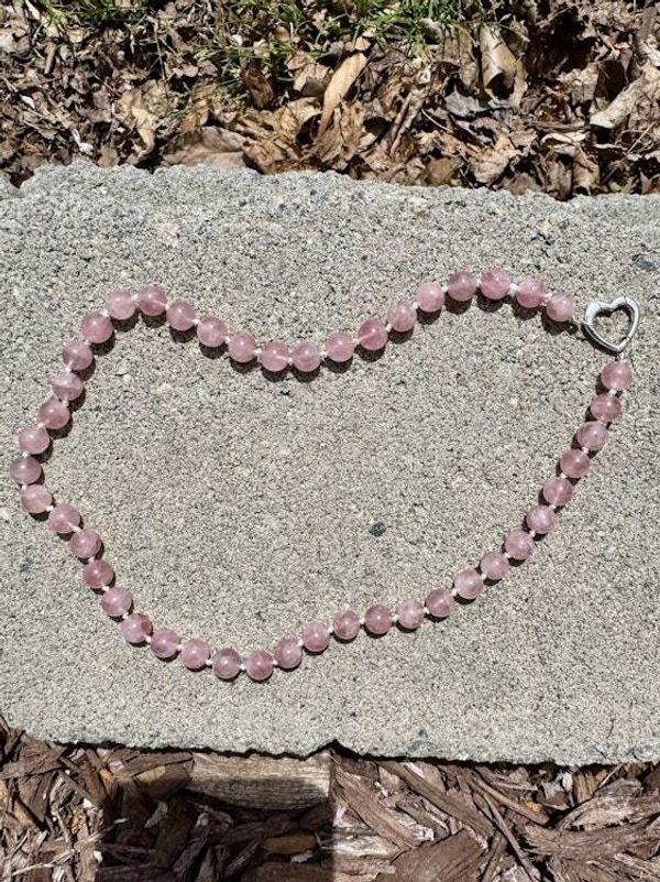 Alternate image for Hand Knotted Rare Mauve Pink Madagascar Natural Rose Quartz