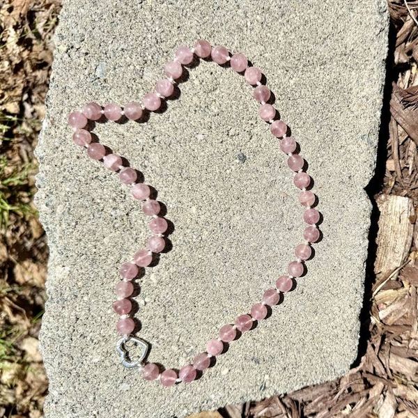Alternate image for Hand Knotted Rare Mauve Pink Madagascar Natural Rose Quartz