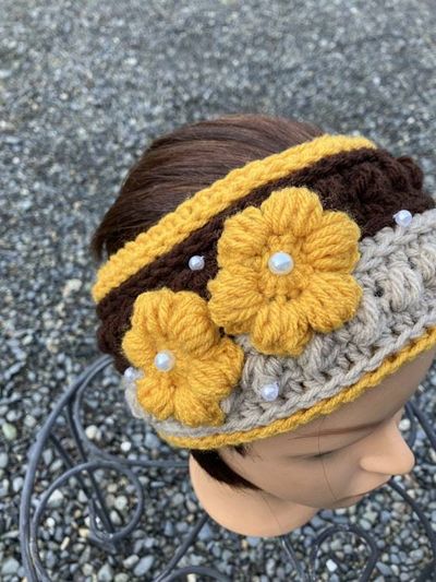 Alternate image for Woman’s Ear Warmer Headband Gold, Brown and Tan
