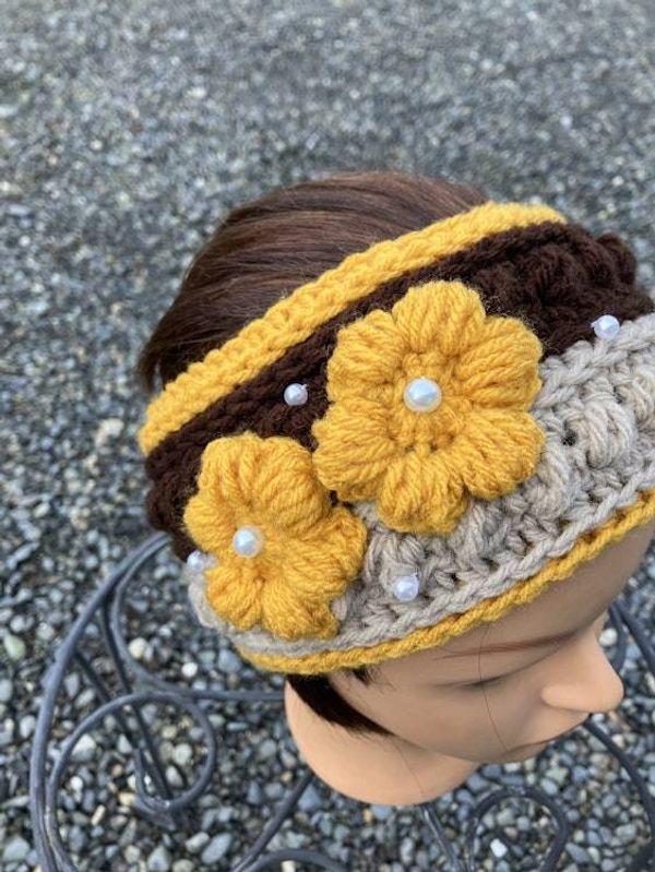 Alternate image for Woman’s Ear Warmer Headband Gold, Brown and Tan