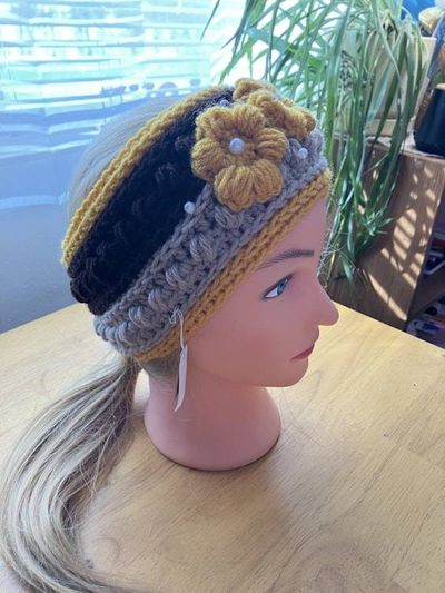 Alternate image for Woman’s Ear Warmer Headband Gold, Brown and Tan