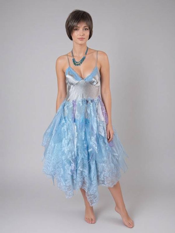 Alternate image for Handcrafted unique two-piece dress with soft light jacket