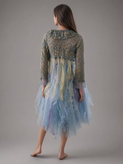 Alternate image for Handcrafted unique two-piece dress with soft light jacket