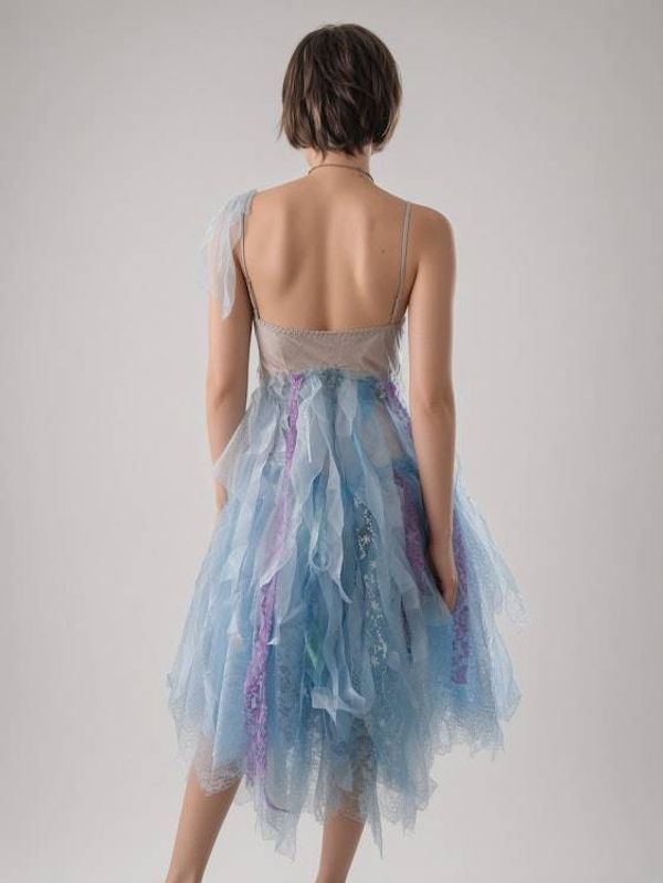 Alternate image for Handcrafted unique two-piece dress with soft light jacket