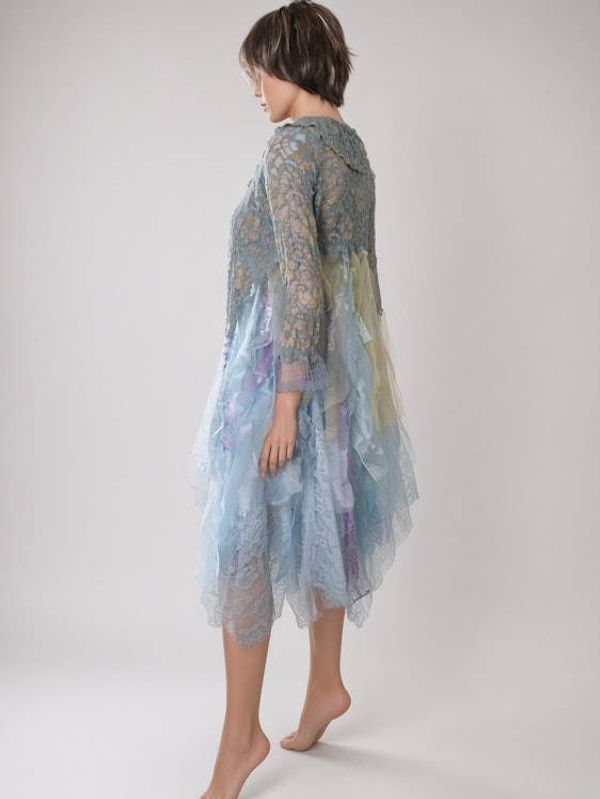 Alternate image for Handcrafted unique two-piece dress with soft light jacket