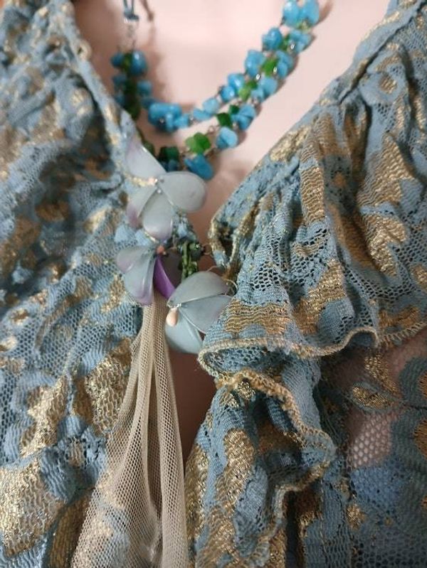 Alternate image for Handcrafted unique two-piece dress with soft light jacket