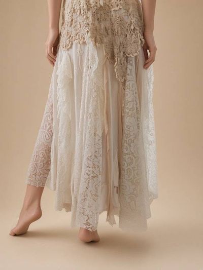 Alternate image for Bohemian lace and cotton-trimmed maxi dress with flutter sleeves