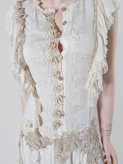 Alternate image for Bohemian lace and cotton-trimmed maxi dress with flutter sleeves