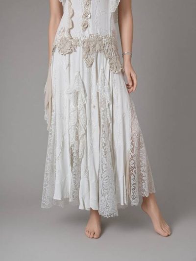 Alternate image for Bohemian lace and cotton-trimmed maxi dress with flutter sleeves