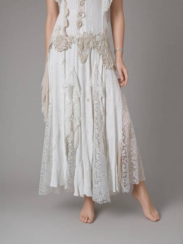 Alternate image for Bohemian lace and cotton-trimmed maxi dress with flutter sleeves