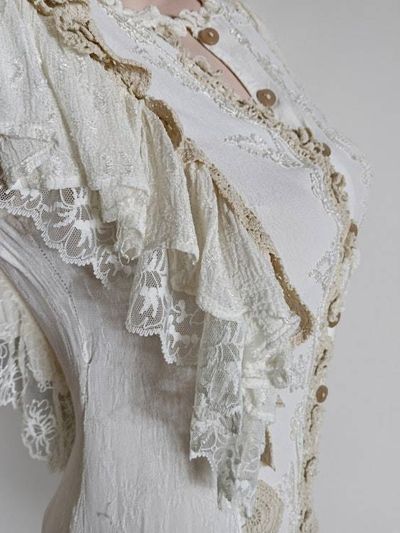 Alternate image for Bohemian lace and cotton-trimmed maxi dress with flutter sleeves