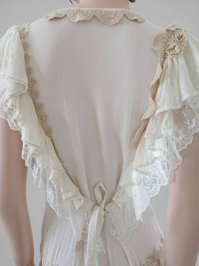 Alternate image for Bohemian lace and cotton-trimmed maxi dress with flutter sleeves