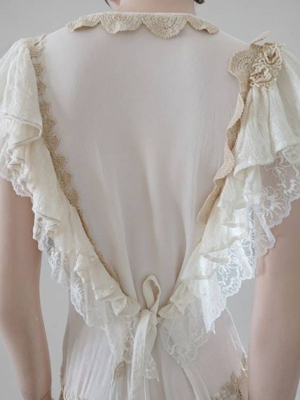 Alternate image for Bohemian lace and cotton-trimmed maxi dress with flutter sleeves
