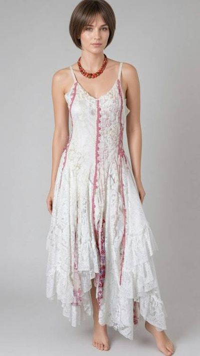 Primary image for Romantic lace asymmetrical hemline maxi dress with spaghetti straps