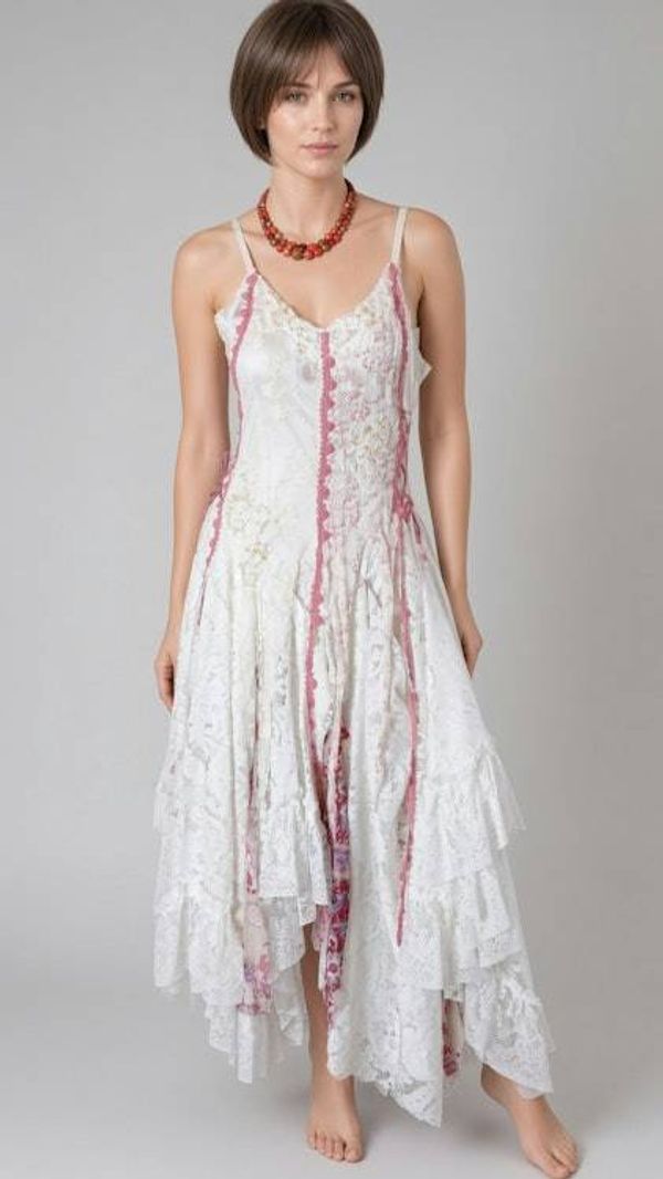 Alternate image for Romantic lace asymmetrical hemline maxi dress with spaghetti straps