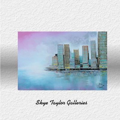 Primary image for City Mist - Original Skyline Fine Art Acrylic Painting (36 x 24 x 3/4)