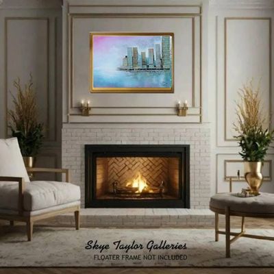 Alternate image for City Mist - Original Skyline Fine Art Acrylic Painting (36 x 24 x 3/4)