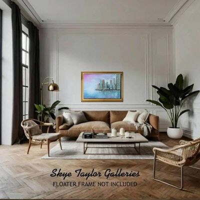 Alternate image for City Mist - Original Skyline Fine Art Acrylic Painting (36 x 24 x 3/4)