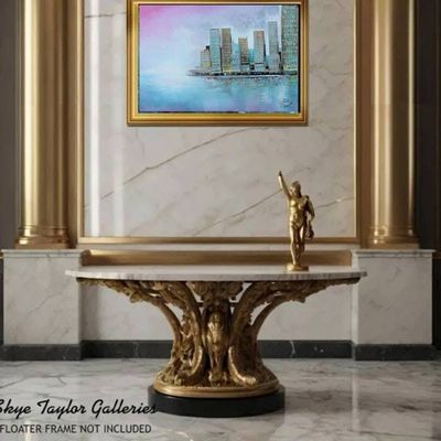 Alternate image for City Mist - Original Skyline Fine Art Acrylic Painting (36 x 24 x 3/4)