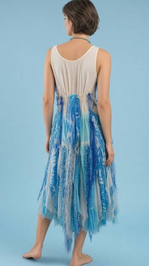 Alternate image for Ocean waves ombré crochet & rayon sleeveless dress with handkerchief hem
