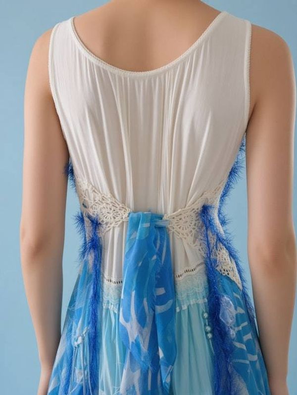 Alternate image for Ocean waves ombré crochet & rayon sleeveless dress with handkerchief hem