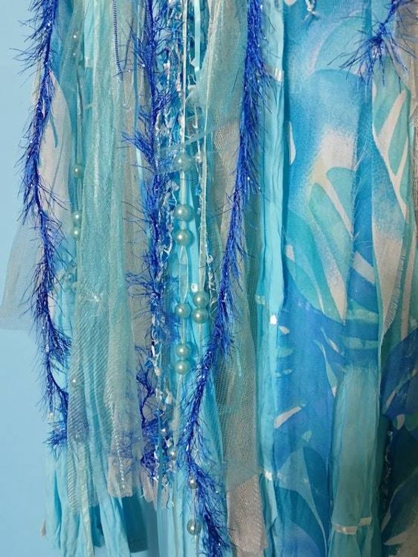 Alternate image for Ocean waves ombré crochet & rayon sleeveless dress with handkerchief hem